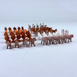 Miniature Plastic Farm Animal Figurines Bulk Lot Horses Cows Pigs 40+ Pc